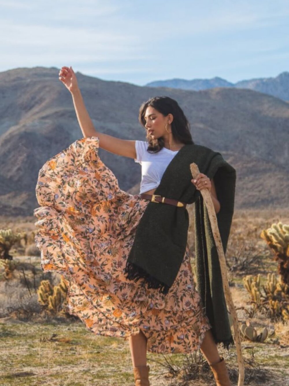 Tamga Tiered Flowing Maxi Skirt